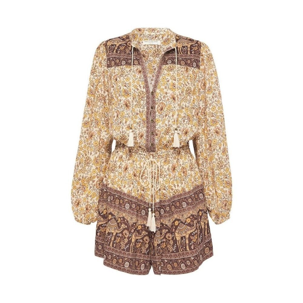 NWT SPELL & the Gypsy Collective Sundown Romper in Spice Button Down 1-Piece S